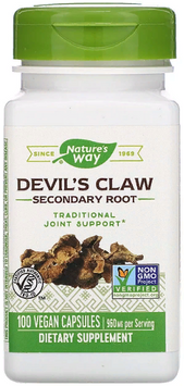 Nature's Way, Devil's Claw, Secondary Root, 480 mg, 100 Capsules (NWY-12350) 606304 фото