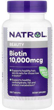 NATROL Biotin 10,000mcg - 100 Tablets 1456283 фото