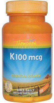 Thompson Vitamin K 100 mcg 30 Caps Витамин K 551530 фото