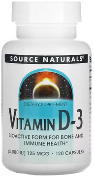 Source Naturals Vitamin D-3 Витамин Д-3 5000 МЕ 120 капсул 1042883 фото