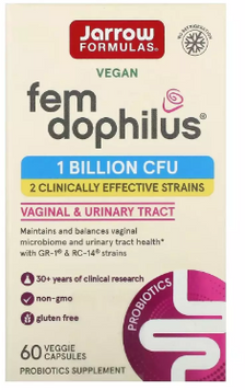 Jarrow Formulas Women's Fem Dophilus Пробиотики для женщин женский дофилус 1 млрд КОЕ 60 вегетарианских капсул 1191373 фото