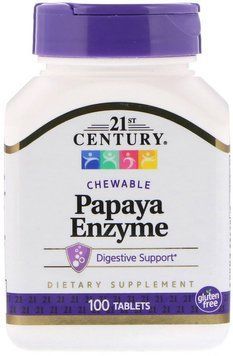 21st Century Papaya Enzyme, 100 Chewable Tablets 476621 фото