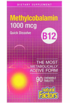 Natural Factors Methylcobalamin Вітамін В12 1000 мкг 90 таблеток 835320 фото