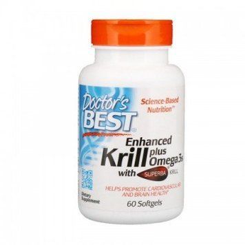 Doctor's Best Enhanced Krill Plus Omega3s with Superba Krill 60 Softgels Рыбий жир из криля с DHA и EPA 538277 фото