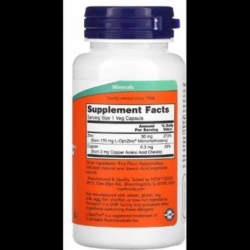 Now Foods L-OptiZinc 30 mg 100 caps 416663 фото