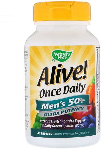 Nature's Way Alive! Once Daily Men's 50+ Multi-Vitamin 60 Tabs Витамины для мужчин за 50 535137 фото