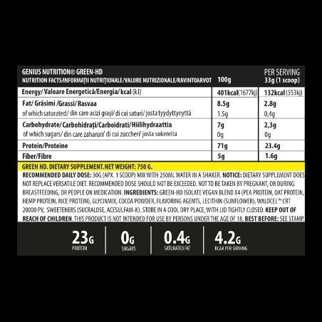 Genius Nutrition Green-HD 750 g / 25 servings / Chocolate 1021896 фото