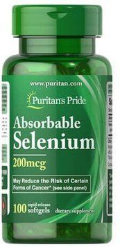 Puritan's Pride Absorbable Selenium 200 mcg Селен 100 гелевых капсул 774243 фото