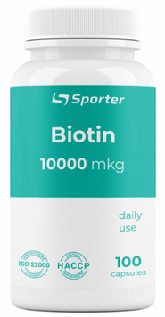 Sporter Biotin 10000 mcg Биотин 100 капсул 968884 фото
