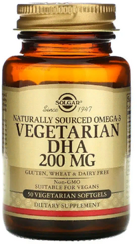 Solgar Natural Omega-3 Vegetarian DHA 200 mg Солгар Омега 3 50 веганских капсул 842091 фото