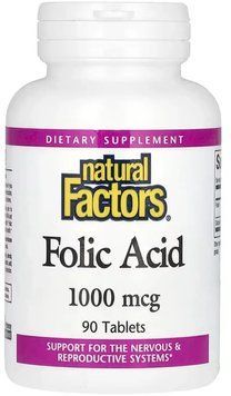 Natural Factors Folic Acid 1000 mcg - 90 Tablets 1455950 фото