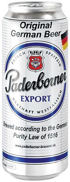 Пиво Paderborner Export, светлое фильтрованное, 5.5% 0.5л (EUR4101120004711) 1160199 фото