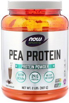 Протеин Now Foods Sports, Pea Protein, Creamy Chocolate, 2 lbs (907 g) 634664 фото