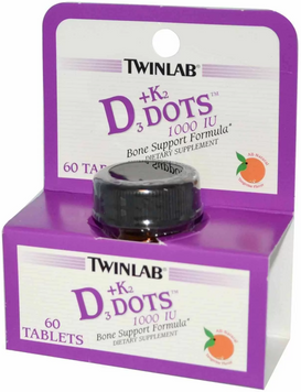 Twinlab D3 Dots + K2 Витамин D3 с витамином К2 со вкусом мандарина 60 таблеток 793186 фото