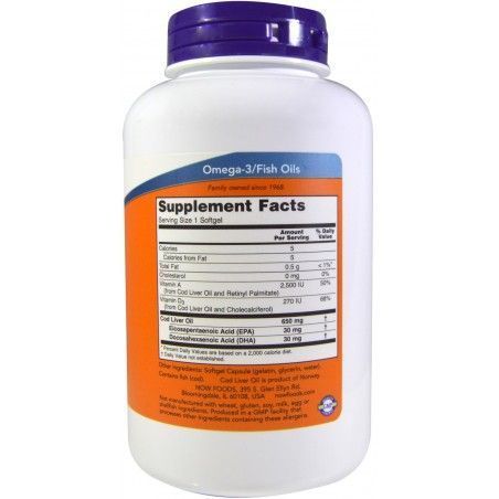 Now Foods Cod Liver Oil 650 mg 250 caps 418113 фото