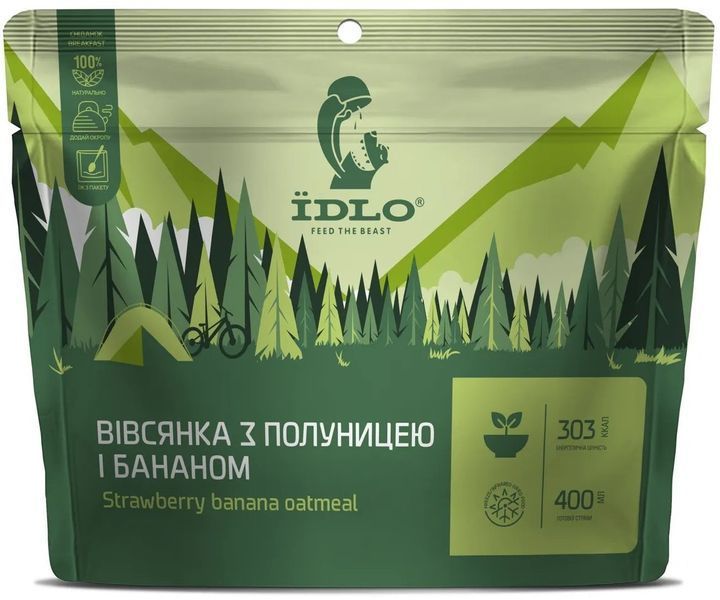 Каша овсяная ЇDLO с клубникой и бананом 100 г (4820219970576) 1015727 фото