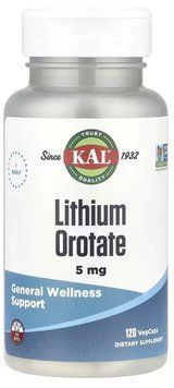 KAL Lithium Orotate 5mg - 120 veg capsules 1461271 фото