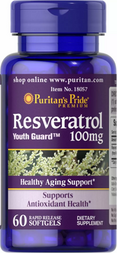 Puritan's Pride Resveratrol 100 mg Ресвератрол 60 гелевих капсул 792850 фото