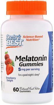 Doctor's Best, Melatonin Gummies, Strawberry Delight, 5 mg, 60 Gummies (DRB-00508) 624072 фото