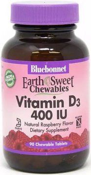 Bluebonnet Nutrition Vitamin D3 400 МО Витамин Д3 со вкусом малины 90 таблеток 1183028 фото