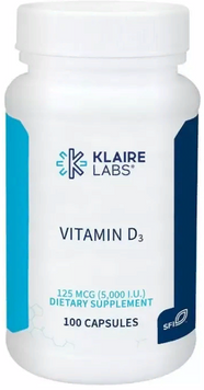 Klaire Labs Vitamin D3 125 mcg Витамин D3 100 капсул 799893 фото
