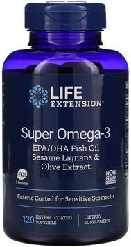 Life Extension Super Omega-3, 120 Enteric Coated Softgels (LEX-19841) 660850 фото