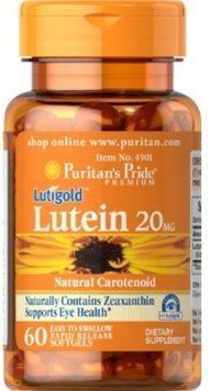Puritan's Pride Lutigold Lutein 20mg 60 Softgels 442759 фото
