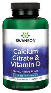 Swanson Calcium Citrate with Vitamin D3 Кальций цитрат и витамин Д3 250 таблеток 776017 фото