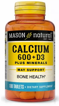 Mason Natural Calcium 600 mg + Vitamin D3 Plus Minerals Кальций 600 мг + витамин D3 с минералами 100 таблеток 1118693 фото