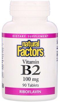 Natural Factors Vitamin B2, Riboflavin, 100 mg, 90 Tablets (NFS01215) 686094 фото