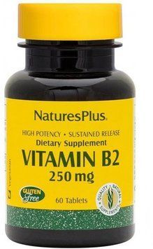 Natures Plus Vitamin B2 250 mg Рибофлавин витамин B-2 60 таблеток 897049 фото