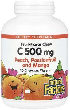 Natural Factors Vitamin C 500 mg - 90 Chewable Wafers Peach Passion Fruit and Mango 1455920 фото