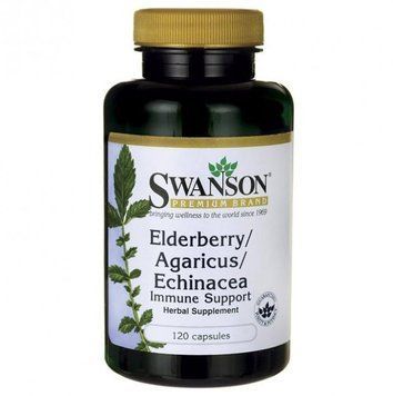 Swanson Elderberry/Agaricus/Echinacea Immune Support Бузина пластинчатый гриб и эхинацея 120 капсул 1185861 фото