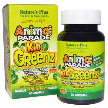 Natures Plus Animal Parade Kid Greenz 90 chewables Витаминный комплекс из зеленых суперфудов для детей, Тропик 494686 фото