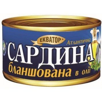 Сардина атлантическая бланшированная в масле Екватор 240 г (4820062440943) 1105624 фото