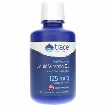 Trace Minerals Liquid vitamin D3 5000 IU Жидкий витамин Д3 со вкусом тропической вишни 473 мл 777293 фото