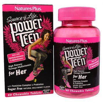 Natures Plus Power Teen for her 60 chewables Мультівітаміни для дівчат, смак лісових ягід 492003 фото