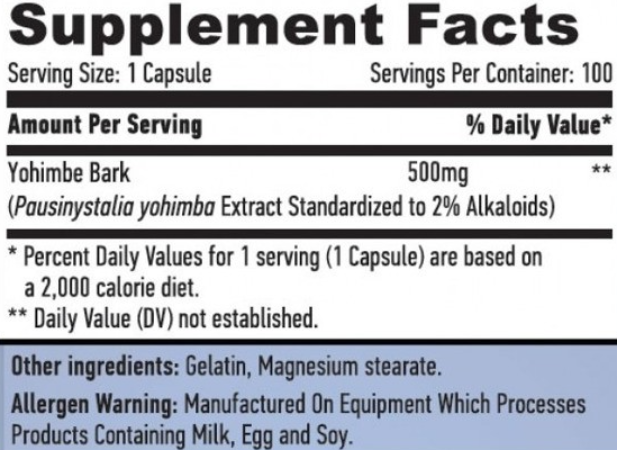 Бустер тестостерону Haya Labs Yohimbe Bark 500 mg 100 caps / 100 servings 1056750 фото