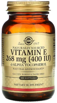 Solgar Natural Vitamin E 400 IU Pure d-Alpha Tocopherol Солгар Вітамін E натуральний d-alpha токоферол 100 гелевих капсул 842092 фото