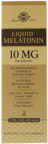 Solgar Liquid Melatonin, Natural Black Cherry Flavor Солгар Мелатонін рідкий, вишня 10 mg 59 ml 648598 фото