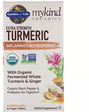 Garden of Life MyKind Organics Turmeric Extra Strength Надсильна Куркума 60 веганських пігулок 1117843 фото