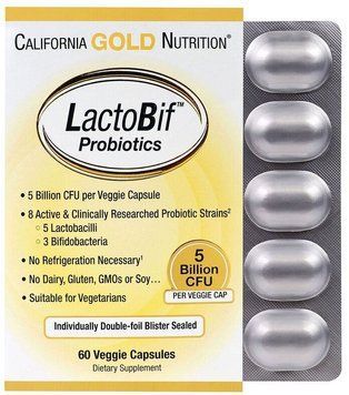 California Gold Nutrition, LactoBif Probiotics, 5 Billion CFU, 60 Veggie Capsules (CGN00963) 643100 фото
