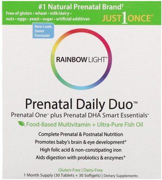 Rainbow Light Prenatal Daily Duo: Prental One + DHA 30 tab + 30 SG Витамины + Рыбий жир для беременных 535505 фото
