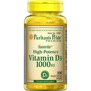 Puritan's Pride Vitamin D3 1000 Iu Softgels, 100 Count 447293 фото