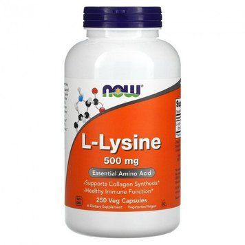 Аминокислота для спорта NOW Foods L-Lysine 500 mg Capsules 250 Veg caps 416266 фото