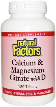 Natural Factors, Calcium & Magnesium Citrate with D, 180 Tablets (NFS01608) 629281 фото