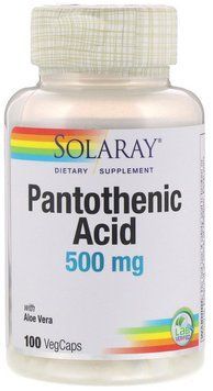 Solaray Pantothenic Acid, 500 mg, 100 VegCaps (SOR-04380) 661735 фото