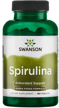 Swanson, Greens Spirulina 500 mg 180 tabs (SWA-06010) 608033 фото