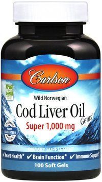 Carlson Labs Wild Norwegian Cod Liver Oil Gems Super 1000 mg 250 Soft Gels Риб'ячий жир з печінки тріски 533257 фото