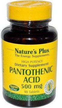 Natures Plus Pantothenic Acid 500 mg 90 tabs Пантотеновая кислота (B5) 492039 фото